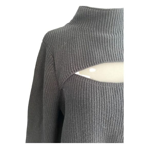 A New Day Mock Neck Cutout Sweater Black Ribbed Knit Long Sleeves XL - Picture 5 of 13
